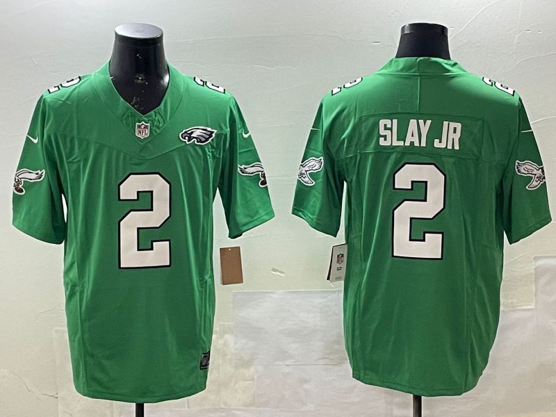 Men Philadelphia Eagles #2 Slay jr Green three generations 2025 Nike Vapor Limited NFL Jersey style 4